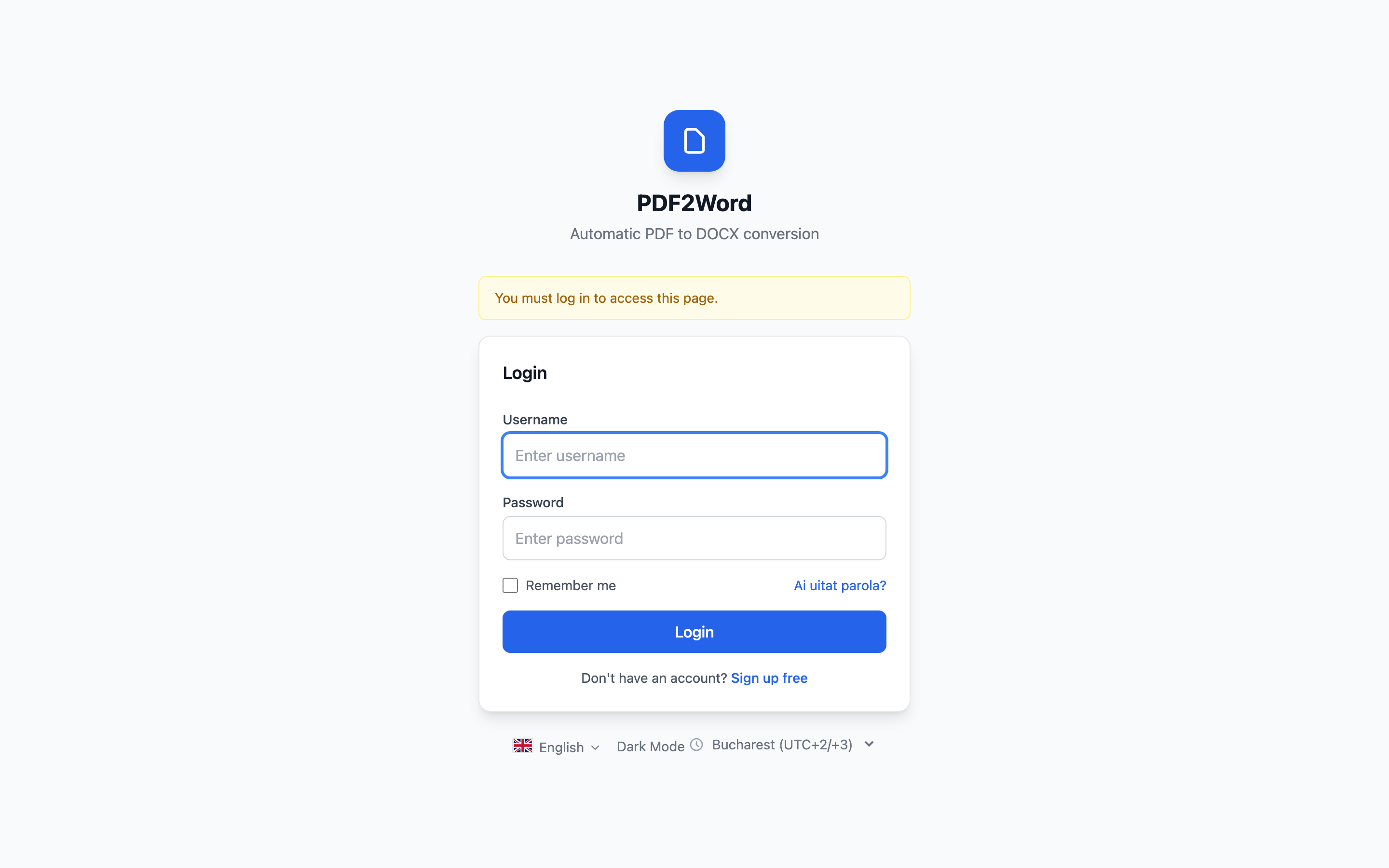 PDF2Word — live screenshot